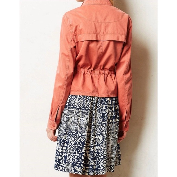Anthropologie Hei Hei Anorak Jacket Drawstring Button Front Melon Pink Small - Picture 2 of 10